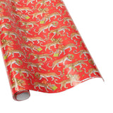 Caspari Christmas Leopards Gift Wrapping Paper in Red - 30" x 8' Roll 9745RC