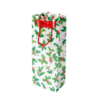 Caspari Holly Toss Wine & Bottle Gift Bag - 1 Each 9746B4