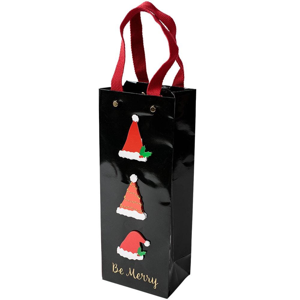 Caspari Be Merry Wine & Bottle Gift Bag - 1 Each 9752B4