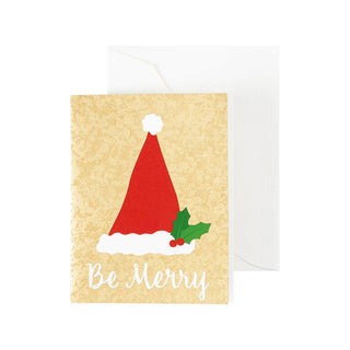 Caspari Be Merry Gift Enclosure Cards in Gold Foil - 4 Mini Cards & 4 Envelopes 9752ENC