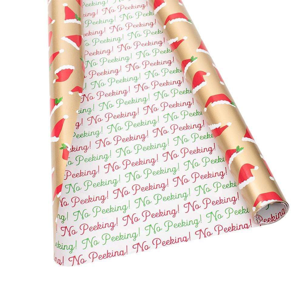 Caspari Santa Hat Toss Reversible Gift Wrapping Paper - 30 x 8' Roll