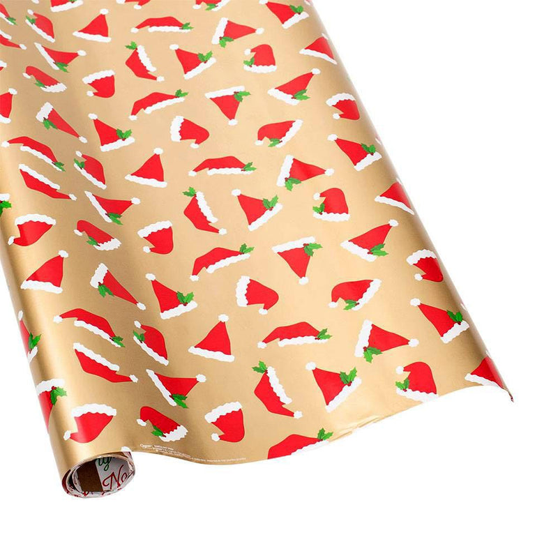 Santa Hat Toss Reversible Gift Wrapping Paper - 30" x 8' Roll – Caspari