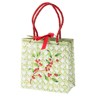 Caspari Holly Trellis Small Square Gift Bag - 1 Each 9757B1.5
