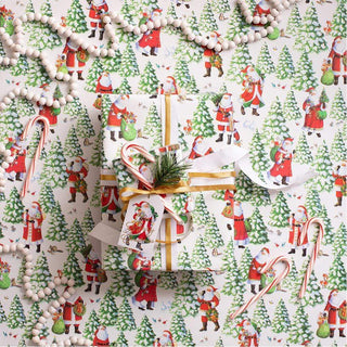 Caspari Woodland Santa Gift Wrapping Paper - 30" x 8' Roll 9759RC