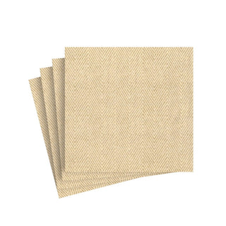 Caspari Natural Jute Paper Linen Cocktail Napkins - 15 Per Package 9760CG