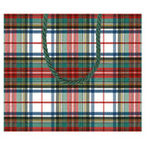 Caspari Dress Stewart Tartan Large Gift Bag in White - 1 Each 97820B3