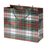 Caspari Dress Stewart Tartan Large Gift Bag in White - 1 Each 97820B3