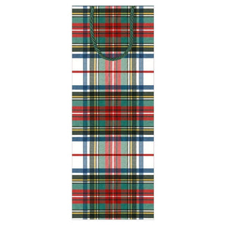 Caspari Dress Stewart Tartan Wine & Bottle Gift Bag in White - 1 Each 97820B4