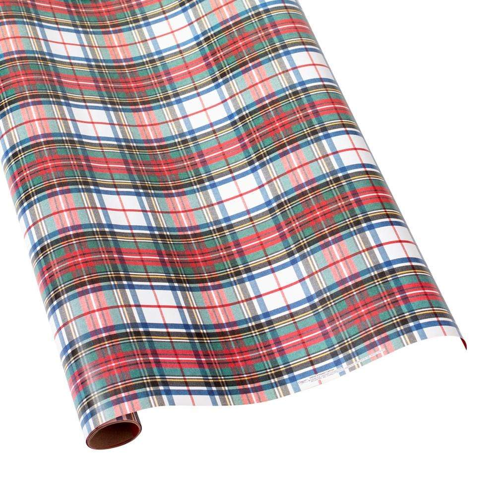 Navy Blue Plaid Tartan Cute Retro Aesthetic Wrapping Paper Sheets