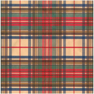 Caspari Dress Stewart Tartan Gift Wrapping Paper on Gold Foil - 30" x 6' Roll 9782RCF