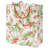 Caspari Berries and Pine Large Gift Bag in White - 1 Each 9783B7