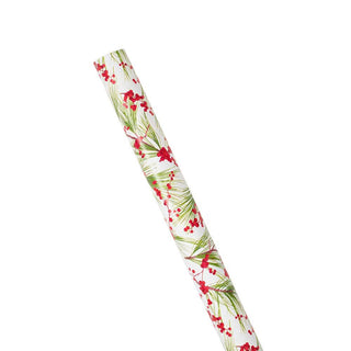 Caspari Berries and Pine Gift Wrapping Paper in White - 30" x 8' Roll 9783RC