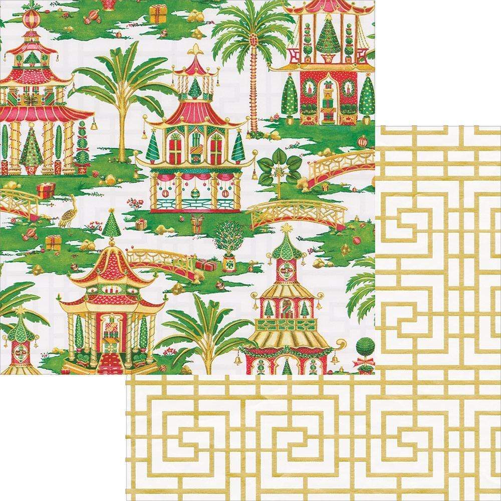 Wrapping Paper: Lime Pagoda gift Wrap, Birthday, Holiday, Christmas 