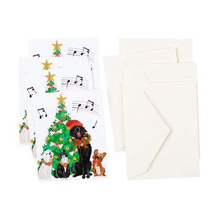 Caspari Caroling Pets Gift Enclosure Cards - 4 Mini Cards & 4 Envelopes 9795ENC