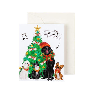 Caspari Caroling Pets Gift Enclosure Cards - 4 Mini Cards & 4 Envelopes 9795ENC