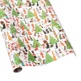 Caspari Caroling Pets Wrapping Paper - 30" x 8' Roll 9795RC