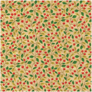 Caspari Berries and Leaves Gift Wrapping Paper in Gold Foil - 30" x 6' Roll 97960RCF