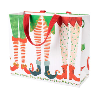 Caspari Elf Stockings Large Gift Bag - 1 Each 9804B3