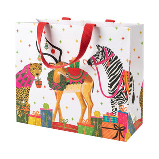 Caspari Festive Safari Animals Large Gift Bag - 1 Each 9806B3