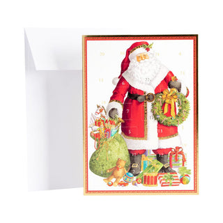 Caspari Santa Claus Advent Calendar Greeting Card - 1 Card & 1 Envelope ADV226C
