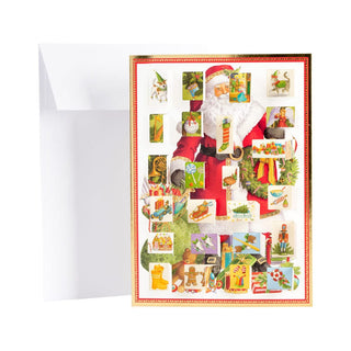 Caspari Santa Claus Advent Calendar Greeting Card - 1 Card & 1 Envelope ADV226C