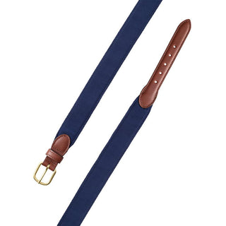 Barrons-Hunter Navy Grosgrain Belt with Brown Leather