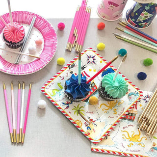 Caspari Slim Birthday Candles in Silver - 16 Candles Per Package CA1101