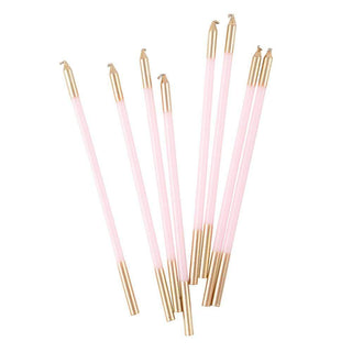 Caspari Slim Birthday Candles in Petal Pink & Gold - 16 Candles Per Package CA1104