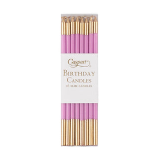 Caspari Slim Birthday Candles in Candy Pink & Gold - 16 Candles Per Package CA1105