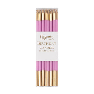 Caspari Slim Birthday Candles in Candy Pink & Gold - 16 Candles Per Package CA1105