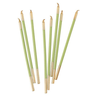 Caspari Slim Birthday Candles in Moss Green & Gold - 16 Candles Per Package CA1106
