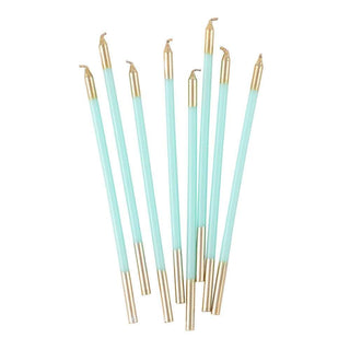 Caspari Slim Birthday Candles in Robin's Egg & Gold - 16 Candles Per Package CA1107