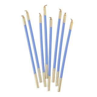 Caspari Slim Birthday Candles in French Blue & Gold - 16 Candles Per Package CA1108