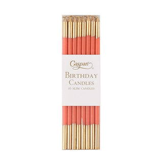 Caspari Slim Birthday Candles in Orange & Gold - 16 Candles Per Package CA1109