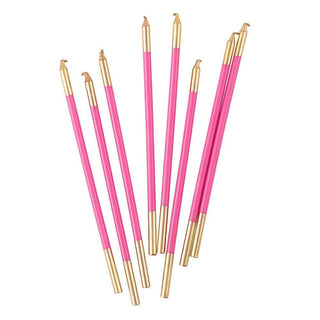 Caspari Slim Birthday Candles in Fuchsia & Gold - 16 Candles Per Package CA1110