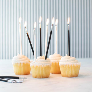 Caspari Slim Birthday Candles in Mixed Black & White - 16 Candles Per Package CA1112