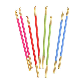 Caspari Slim Birthday Candles in Mixed Brights - 16 Candles Per Package CA1113