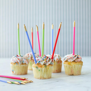 Caspari Slim Birthday Candles in Mixed Brights - 16 Candles Per Package CA1113