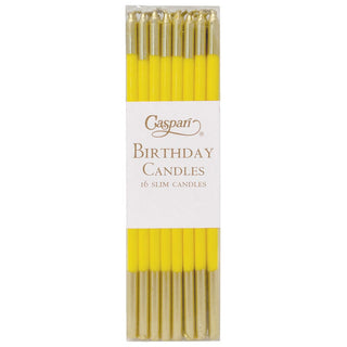 Caspari Birthday Slims Birthday Candles in Soft Yellow & Gold - 16 Candles Per Box CA1114