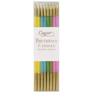 Caspari Birthday Slims Birthday Candles in Mixed Pastels - 16 Candles Per Box CA1117