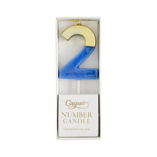 Caspari Number Candle 2 - French Blue CA912