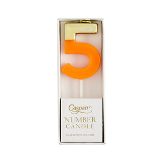 Caspari Number Candle 5 - Bright Orange CA915