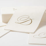 Caspari White Pearl & Gold Paper Linen Single Initial Boxed Guest Towel Napkins - 24 Per Package