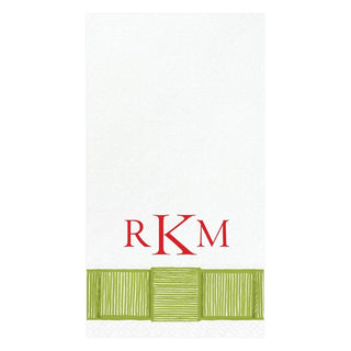 Personalization by Caspari Cheneau Monogrammed Personalized Ribbon Border Guest Towel Napkins CHENEAUMOGUEST-RIB