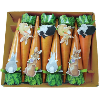 Caspari Bunnies and Carrots Cone Celebration Crackers - 8 Per Box CK144.10