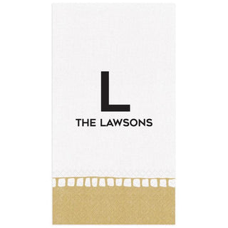 Personalization by Caspari Geometos Family Name Personalized Linen Border Guest Towel Napkins CMASNAMEGUEST-LB