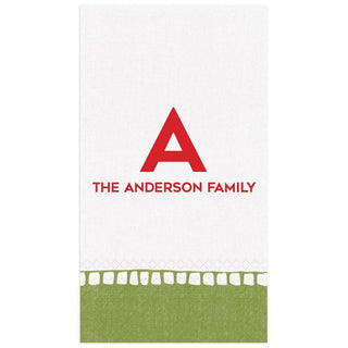 Personalization by Caspari Geometos Family Name Personalized Linen Border Guest Towel Napkins CMASNAMEGUEST-LB
