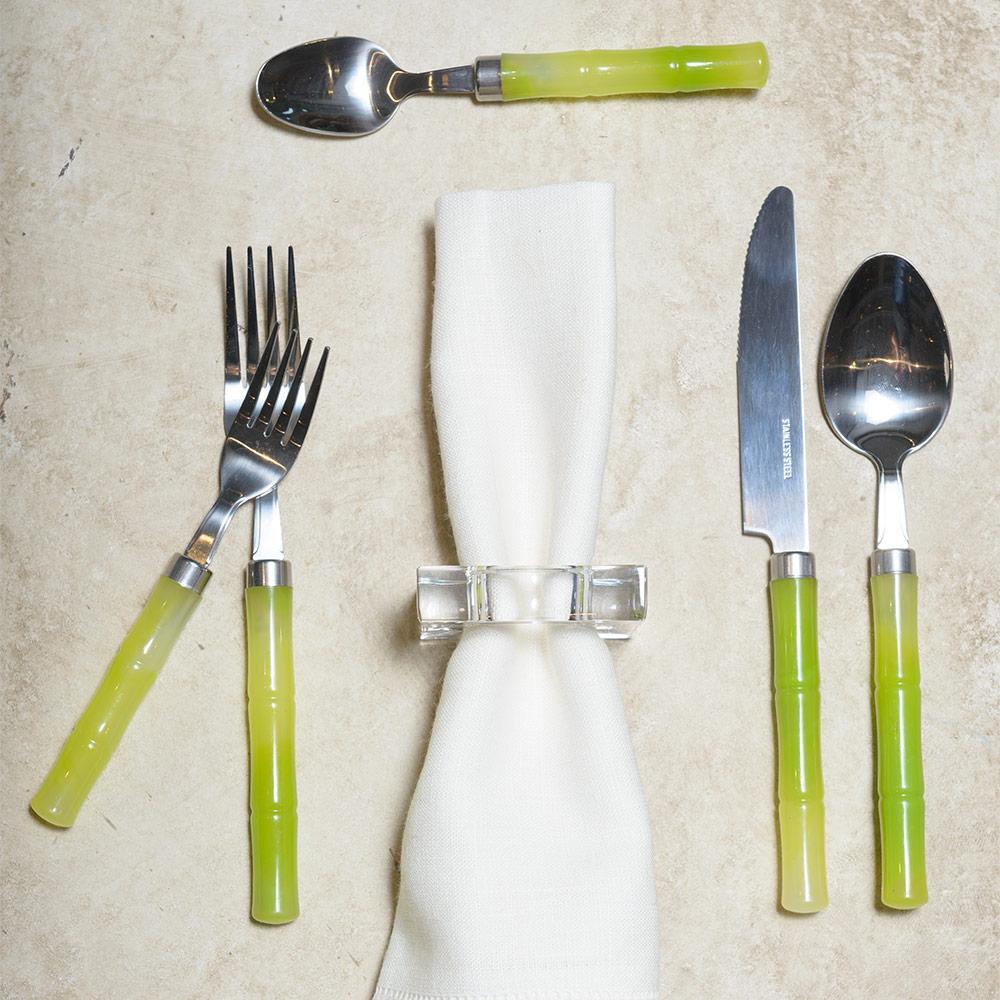 Alpine Cuisine Stainless Steel Cutlery Set 5 Piece with Green POM Hand