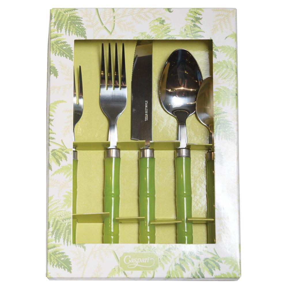 Alpine Cuisine Stainless Steel Cutlery Set 5 Piece with Green POM Hand