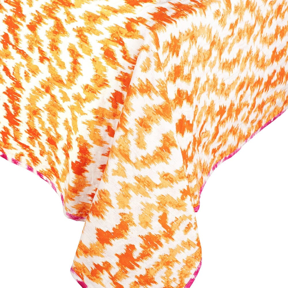 Caspari Reversible Kantha Table Cover in Orange & Fuchsia Modern Moiré - 1 Each FTC003